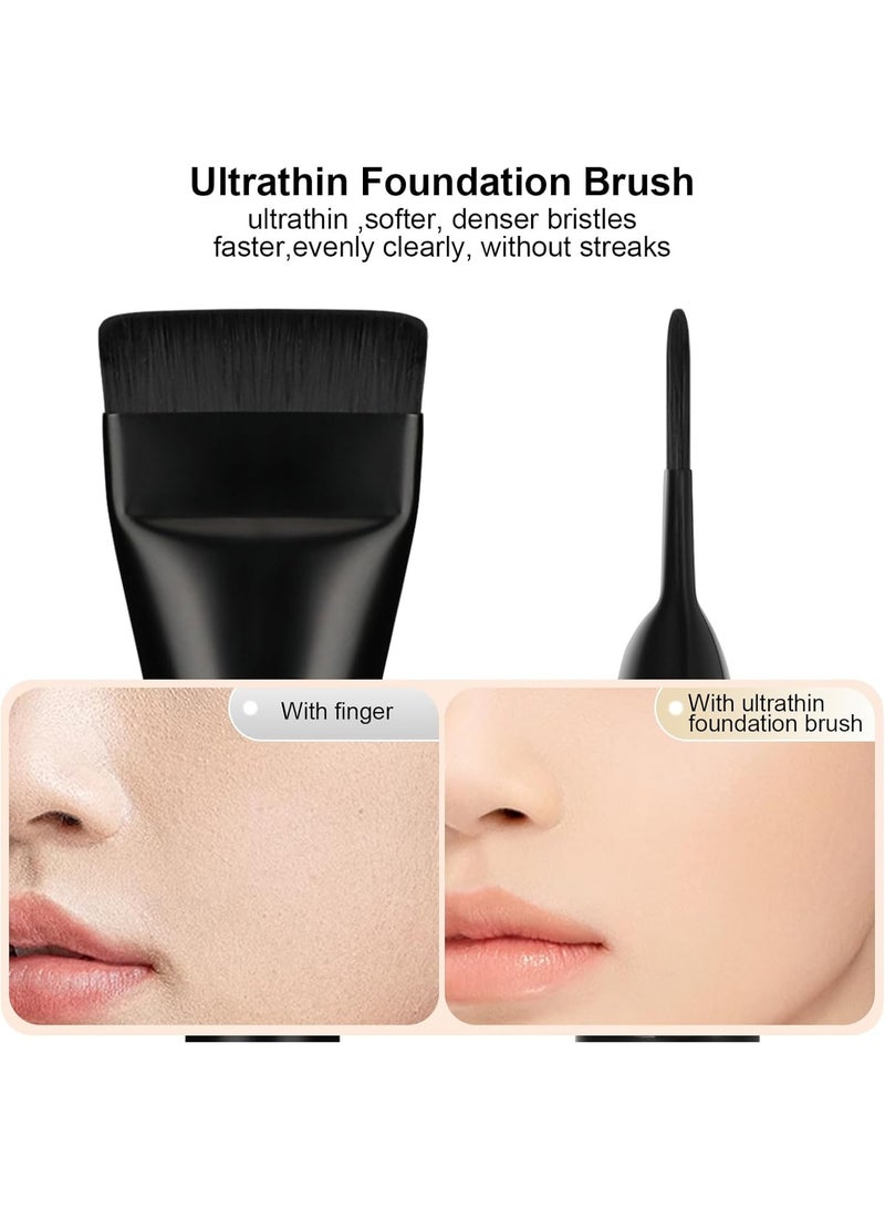 2Pcs Flat Foundation Brush,Face Mask Brush Makeup Spatula Facial Brush for Liquid Foundation Mask,Premium Face Korean Makeup Brush for Blending Cream (Black&Black) - Image 3